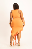 Elora Asymmetrical Ruffle Dress - Dusty Orange
