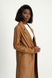 Cece Faux Leather Trench Coat - Brown