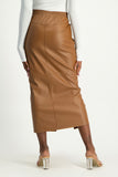Tori Faux Leather Skirt - Brown