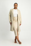 Cece Faux Leather Trench Coat - Ivory