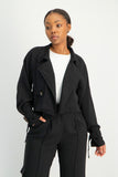 Lana Cropped Suit Jacket - Black