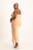 Keira Cowl Neck Ruffle Dress - Nude