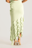 Araya Waterfall Ruffle Skirt - Smoke Green