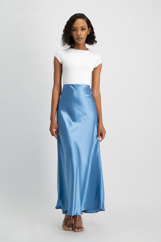 Shonda Satin Maxi Skirt - Blue