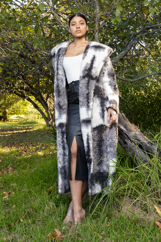 Zendaya Long Sleeve Hoody Coat - Black / White