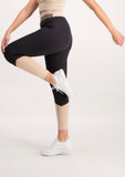 Colour Block Active Legging - Black and Beige