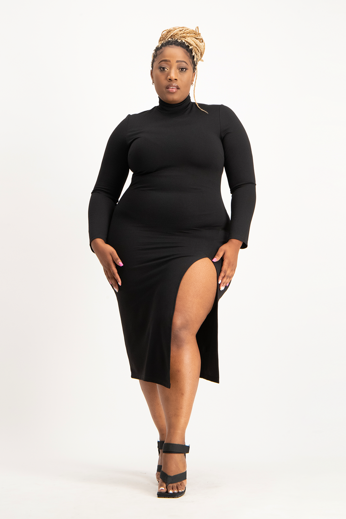 Skylar Turtleneck Bodycon Dress with Slit Shop Brett Robson Skylar Turtleneck Bodycon Dress with Slit Shop Brett Robson