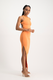 Melanie Open Back Maxi Dress with Slit - Dusty Orange