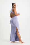 Melanie Open Back Maxi Dress with Slit - Persian Violet