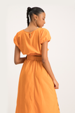 Annika Elasticated Linen Top - Orange