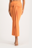 Savannah Wrap Tie Detail Skirt - Dusty Orange