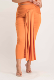 Savannah Wrap Tie Detail Skirt - Dusty Orange