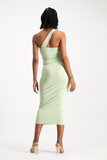 Charlotte One Shoulder Bodycon Dress - Smoke Green
