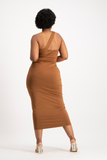 Charlotte One Shoulder Bodycon Dress - Toffee