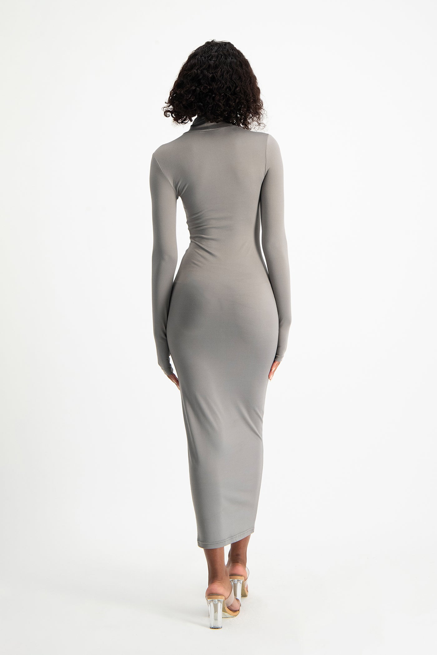 Yolanda Poloneck Bodycon Dress - Grey Shop Brett Robson Yolanda Poloneck Bodycon Dress - Grey Shop Brett Robson