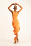 Elora Asymmetrical Ruffle Dress - Dusty Orange