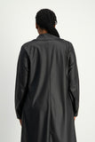 Cece Faux Leather Trench Coat - Black