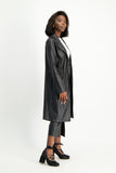 Cece Faux Leather Trench Coat - Black