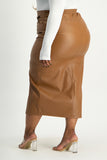 Tori Faux Leather Skirt - Brown
