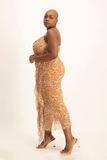 Keira Cowl Neck Ruffle Dress - Brown Zebra Print