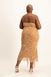 Keira Cowl Neck Ruffle Dress - Brown Zebra Print