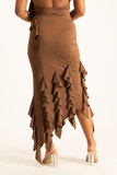 Araya Waterfall Ruffle Skirt - Pinecone