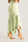 Araya Waterfall Ruffle Skirt - Smoke Green