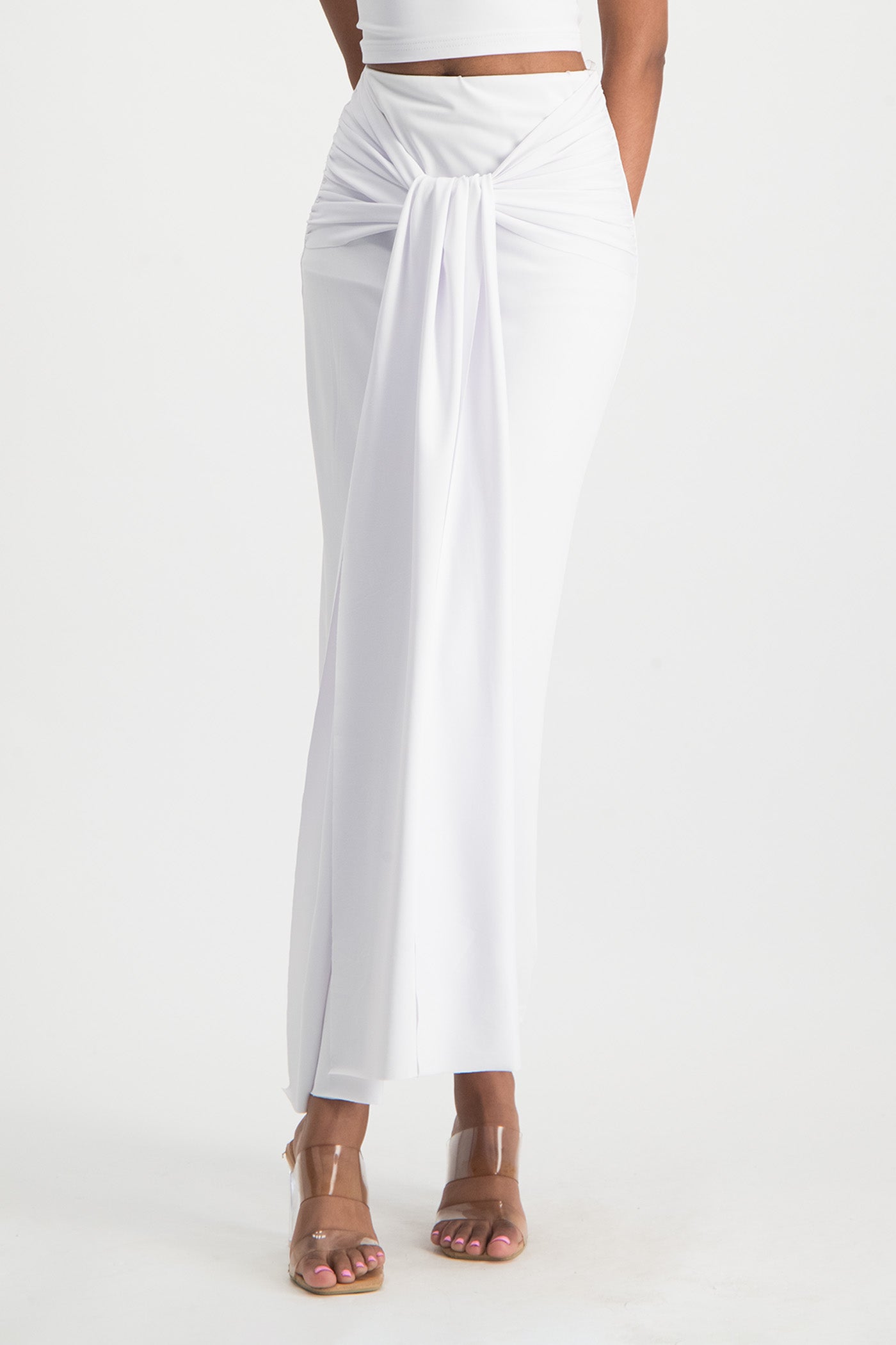 Savannah Wrap Tie Detail Skirt - White