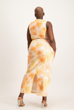 Lira Panel Detail Tie Dye Dress - Peach Sunset