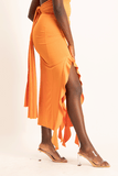 Alaina Double Slit Ruffle Skirt - Dusty Orange