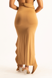 Alaina Double Slit Ruffle Skirt - Toasted Coconut