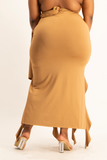 Alaina Double Slit Ruffle Skirt - Toasted Coconut