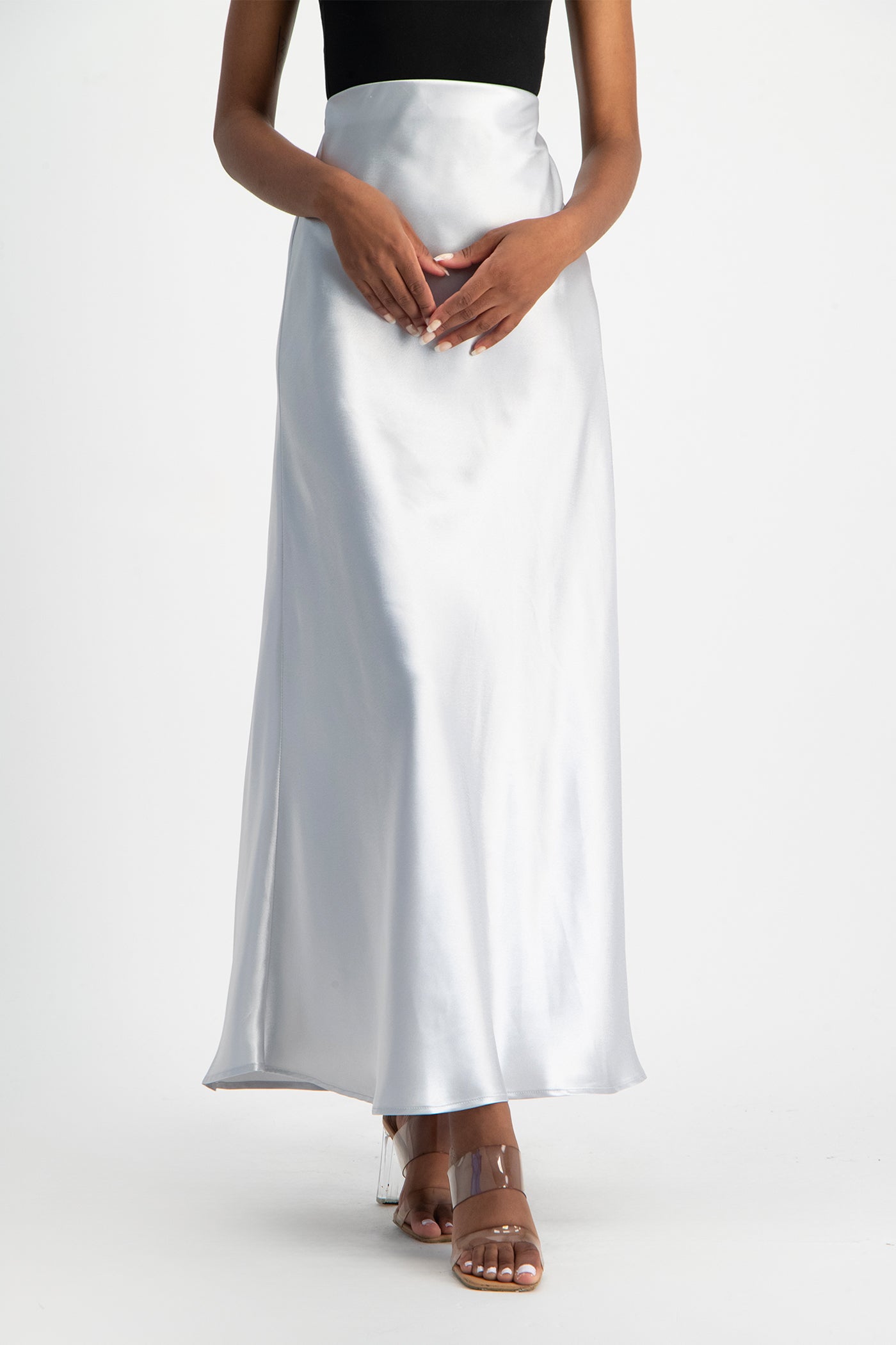 Shonda Satin Maxi Skirt - Silver