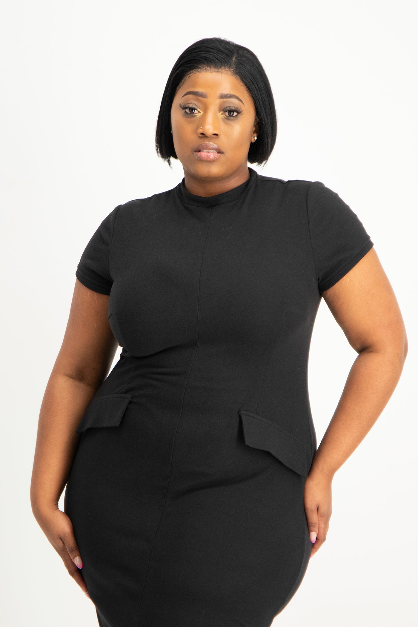 short sleeve black turtleneck dress Black Short Sleeve Turtleneck Dress Small