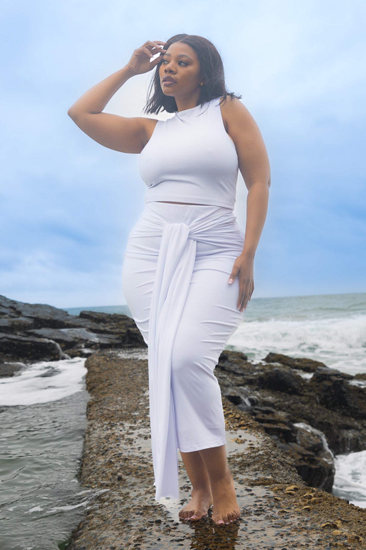 Savannah Wrap Tie Detail Skirt - White