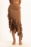 Araya Waterfall Ruffle Skirt - Pinecone
