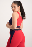 Cut Out Active Crop Top - Red & Navy