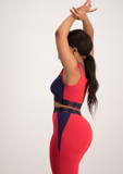 Cut Out Active Crop Top - Red & Navy