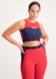 Cut Out Active Crop Top - Red & Navy