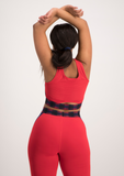 Cut Out Active Crop Top - Red & Navy