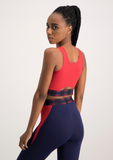 Cut Out Active Crop Top - Red & Navy