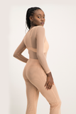 Zola Mesh Long Sleeve Bodysuit - Nude