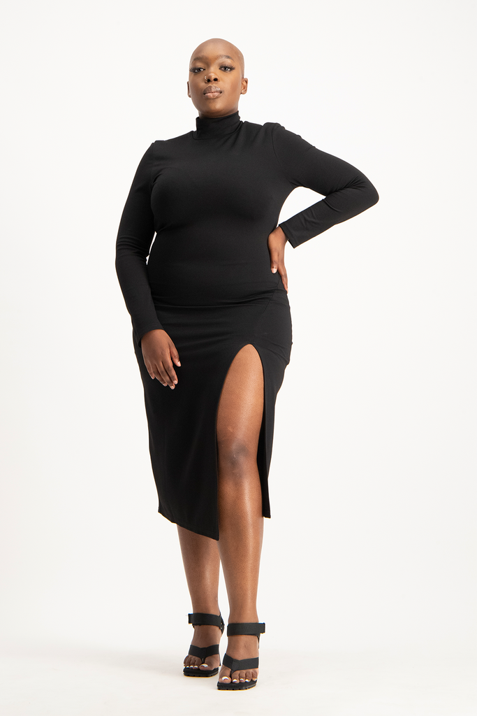 Skylar Turtleneck Bodycon Dress with Slit Shop Brett Robson