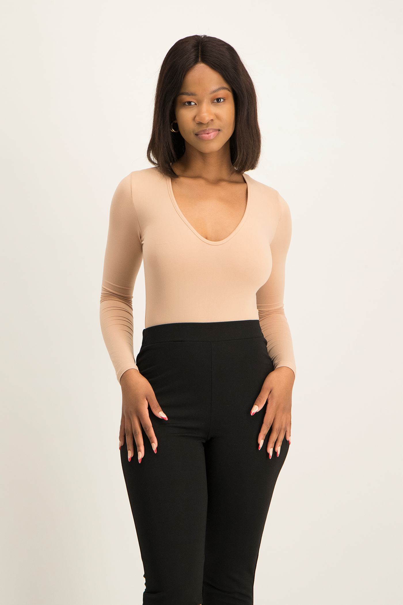 Gigi V-Neck Bodysuit - Nude