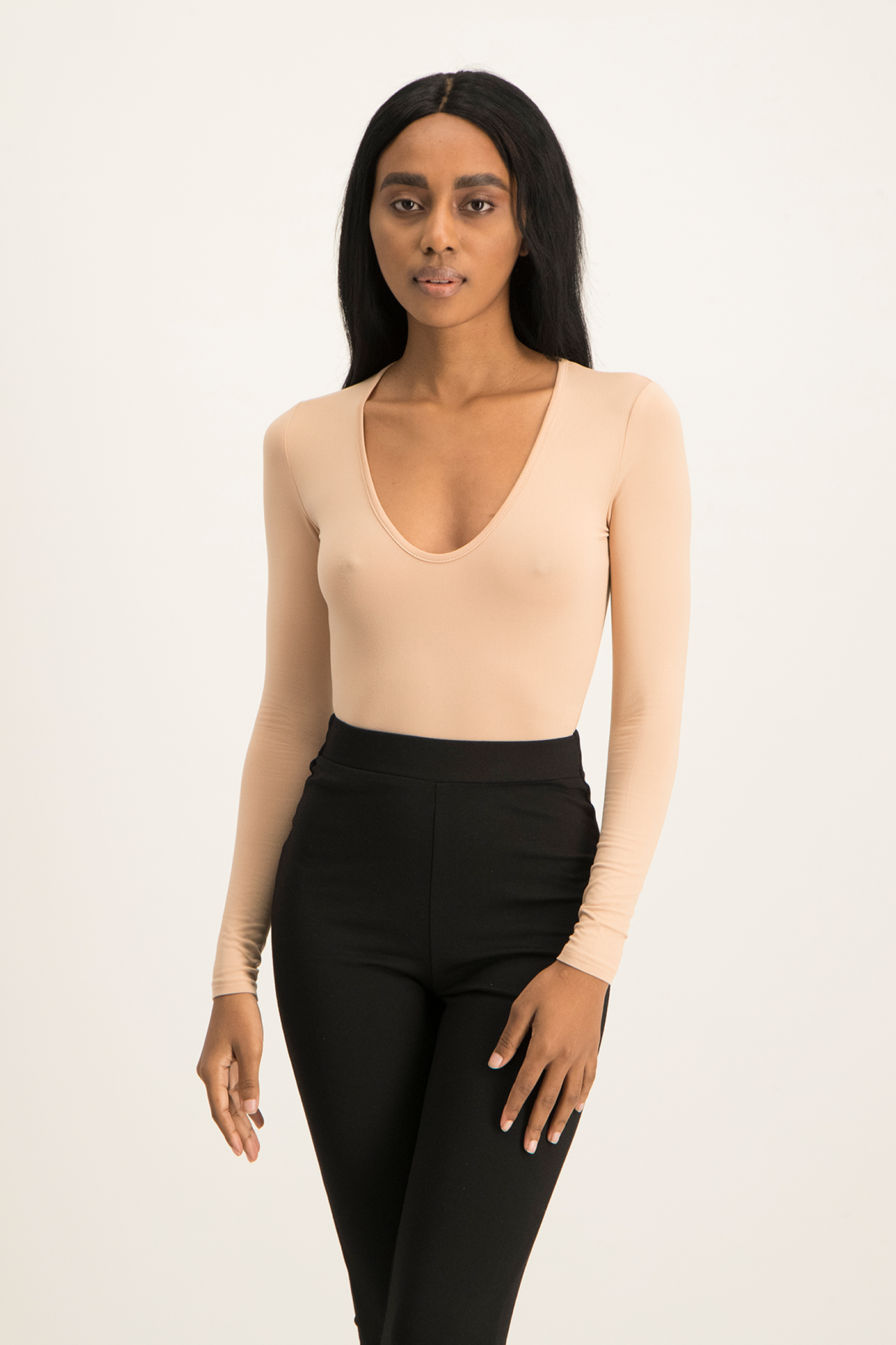 Gigi V-Neck Bodysuit - Nude