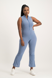 Melissa Ribb Sleeveless Jumpsuit - Blue