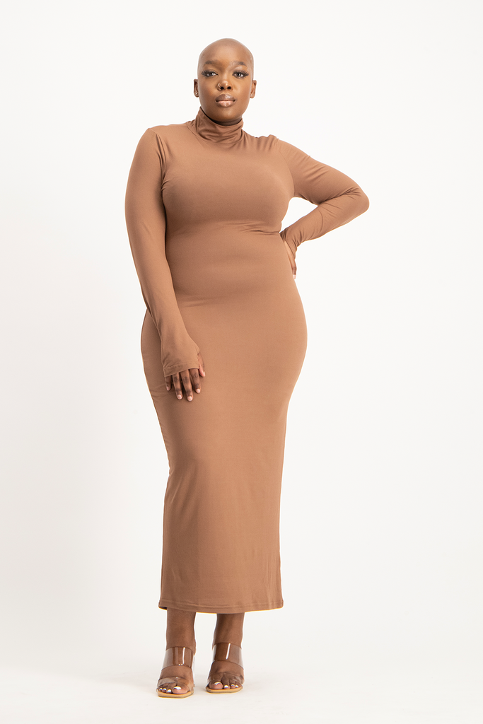 Yolanda Poloneck Bodycon Dress Mocha Shop Brett Robson