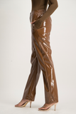 Miya Vinyl Straight Leg Pant - Brown