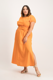 Palesa Linen Midi Skirt - Orange