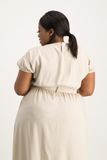 Annika Elasticated Linen Top - Beige